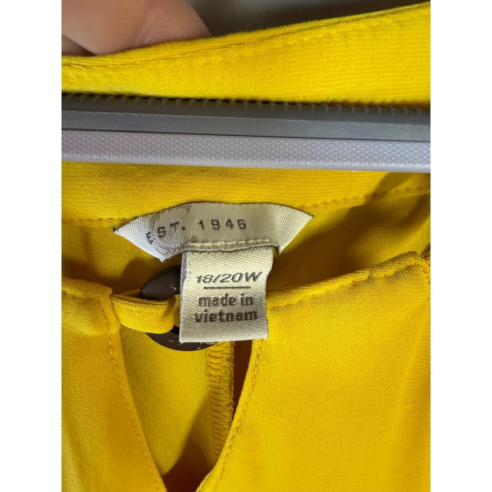 Est. 1946 Womens Mustard Yellow Keyhole Ring Detail Sleeveless Blouse 18/20W - Picture 5 of 6